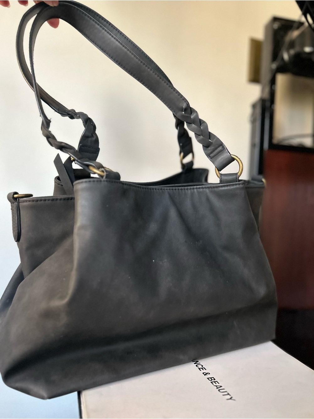 Universal thread Classic Black Leather Shoulder Bag